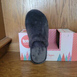 Women's Totes Toasties Gray Faux Fur Slide on Slipper 9-10 New